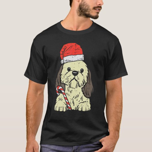 Santa Hat Shih Tzu Dog Christmas Xmas Men Women Tシャツ (正面)