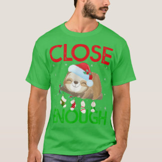 Santa Hat Slothクリスマスライト十分閉じるSloth Chr Tシャツ