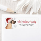 Santa Hat Snowflake Great Dane Return Address ラベル (インサイチュ)