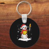 Santa Hat Snowman Xmas Funny Baseball Softball Chr キーホルダー (正面)