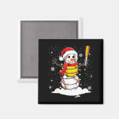 Santa Hat Snowman Xmas Funny Baseball Softball Chr マグネット (正面/裏面)