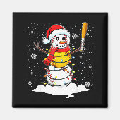 Santa Hat Snowman Xmas Funny Baseball Softball Chr マグネット (正面)