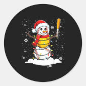 Santa Hat Snowman Xmas Funny Baseball Softball Chr ラウンドシール (正面)