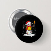 Santa Hat Snowman Xmas Funny Baseball Softball Chr 缶バッジ (正面&裏面)