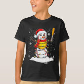 Santa Hat Snowman Xmas Funny Baseball Softball Chr Tシャツ (正面)