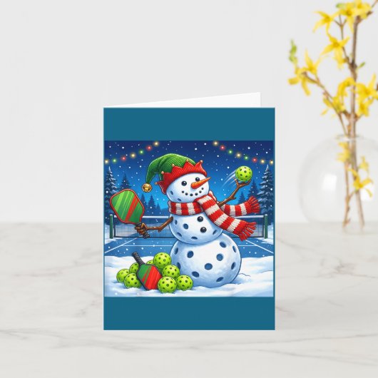 Santa Hat Snowman Xmas Funny Ckleball Christmas  カード (黄色い花)