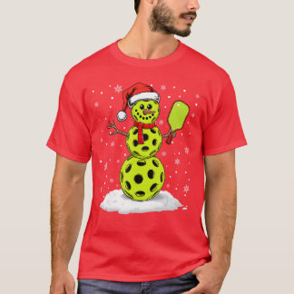 Santa Hat Snowman Xmas Funny Pickleball Lover Chri Tシャツ