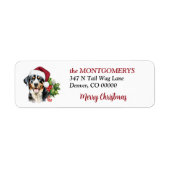 Santa Hat Swiss Mountain Dog Christmas ラベル (正面)