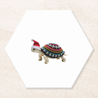 Santa Hat Tortoise - Vintage Sea Turtle Xmas Ugly  ペーパーコースター