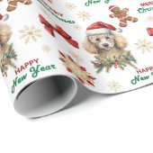 Santa Hat Toy Poodle Dog Christmas ラッピングペーパー (ロールコーナー)