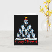 Santa Hat Ugly Xmas Funny Wolf Christmas Tree  カード (黄色い花)