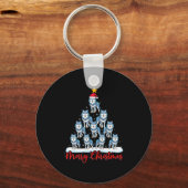 Santa Hat Ugly Xmas Funny Wolf Christmas Tree  キーホルダー (正面)