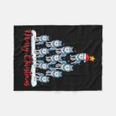 Santa Hat Ugly Xmas Funny Wolf Christmas Tree  フリースブランケット (正面(横))