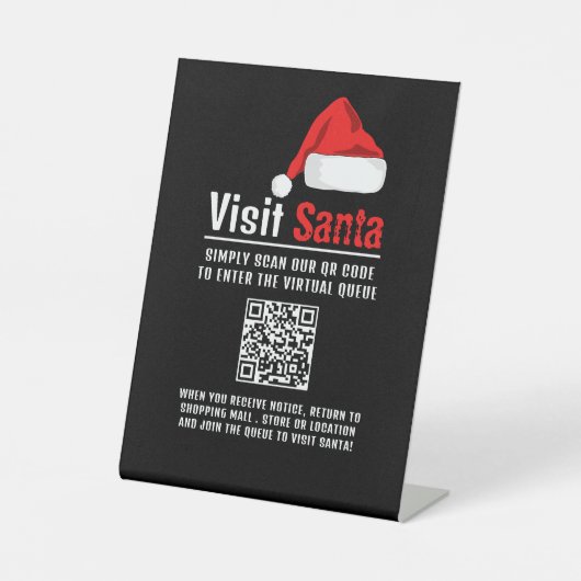 Santa Hat, Visit Santa, QR Code Queue 台座サイン (正面)