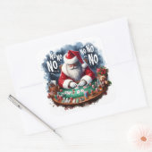 Santa Having Fun at a Festive Poker Table at Night スクエアシール (封筒)