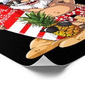 Santa Hawaiian Surfing T Shirt Christmas Summer Su ポスター (角)