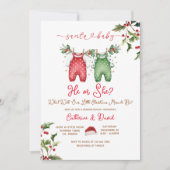 Santa He or She Christmas Gender Reveal Invitation 招待状 (正面)