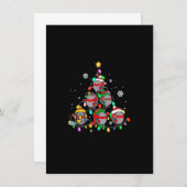 Santa Hedgehog Christmas Tree Lights Funny Pajamas 招待状 (正面/裏面)