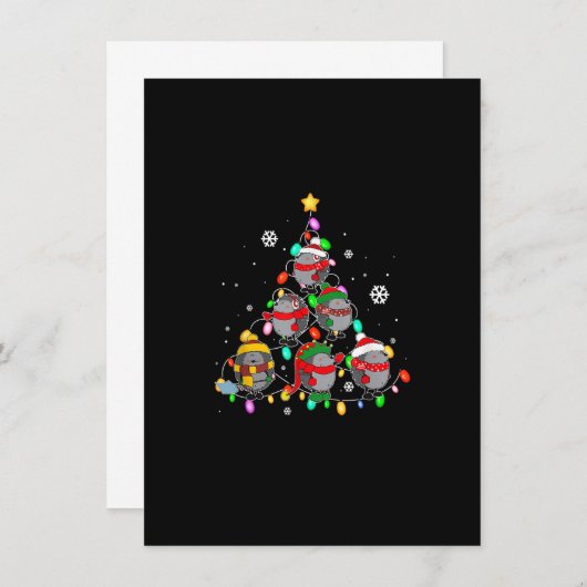 Santa Hedgehog Christmas Tree Lights Funny Pajamas 招待状 (正面/裏面)