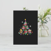 Santa Hedgehog Christmas Tree Lights Funny Pajamas 招待状 (スタンド正面)