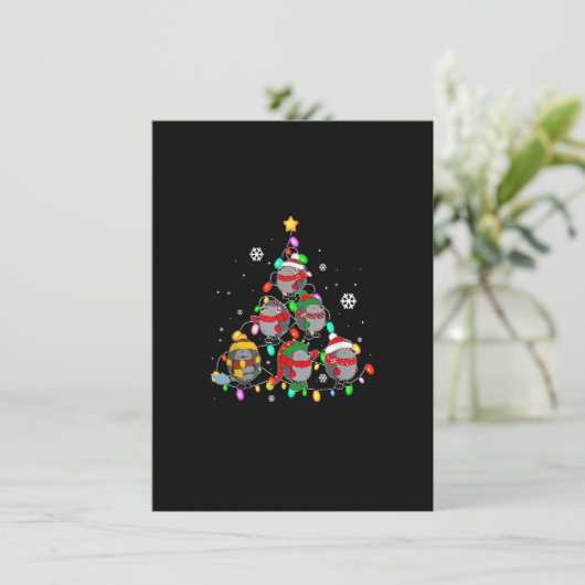 Santa Hedgehog Christmas Tree Lights Funny Pajamas 招待状 (スタンド正面)