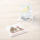 Santa Hedgehog Christmas Wishes  スクエアペーパーコースター (インサイチュ)