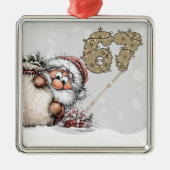 Santa Hiding from Six Seven Christmas Ornament メタルオーナメント (正面)