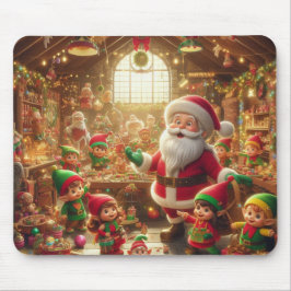 Santa + His Elves on a Thick Christmas Holiday マウスパッド