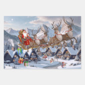 Santa & His Reindeer Christmas Dropping Gifts 3 ラッピングペーパーシート (正面)