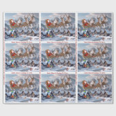Santa & His Reindeer Christmas Personalize Text  ラッピングペーパー (フラット)