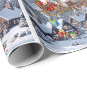 Santa & His Reindeer Christmas Personalize Text  ラッピングペーパー (ロールコーナー)