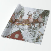 Santa & His Reindeer Flying Christmas Eve Large  ラッピングペーパー (アンロールド)