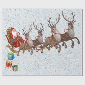 Santa & His Reindeer Flying Christmas Eve Large  ラッピングペーパー (フラット)