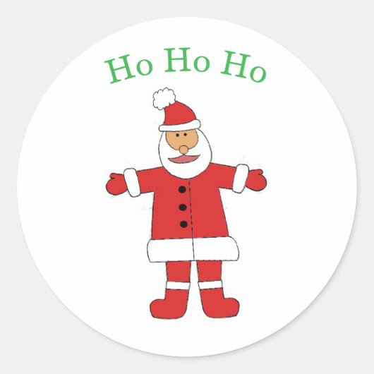 Santa Ho Ho Ho Sticker ラウンドシール (正面)