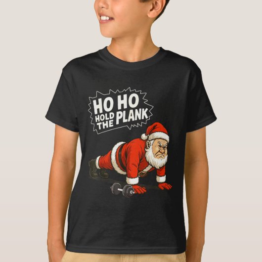 Santa Ho Ho Hold The Plank Christmas Gym Workout F Tシャツ (正面)