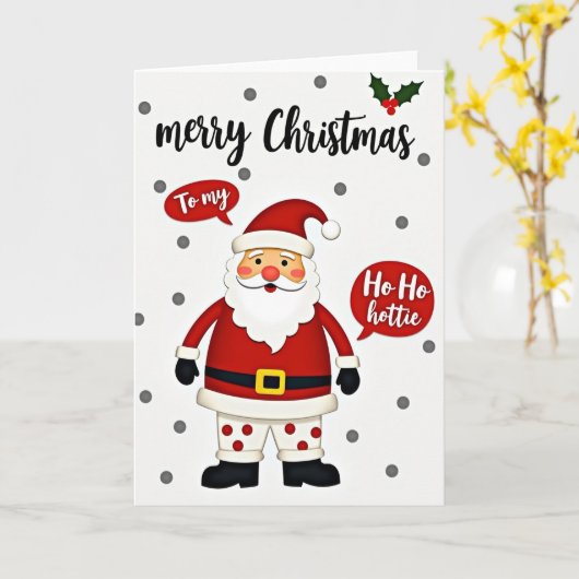 Santa Ho Ho Hottie Christmas カード (黄色い花)