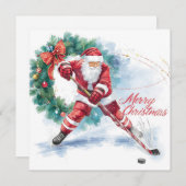 Santa Hockey Christmas Card  シーズンカード (正面/裏面)