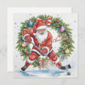 Santa Hockey Christmas Card  シーズンカード (正面/裏面)