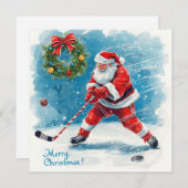 Santa Hockey Christmas Card  シーズンカード (正面/裏面)