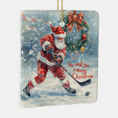 Santa Hockey Christmas Card  セラミックオーナメント (右)