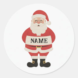 Santa Holding Sign Sticker | Personalized Holiday  ラウンドシール