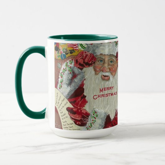 Santa Holiday 15 oz Mug Checking It Twice Green マグカップ (左)