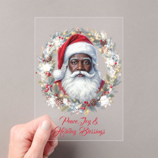 Santa Holiday Blessings Flat Card アクリル招待状 (インサイチュ (ポータブル))
