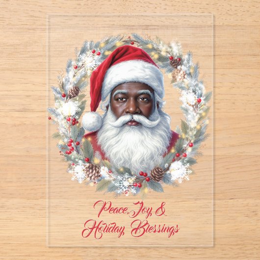 Santa Holiday Blessings Flat Card アクリル招待状 (正面)