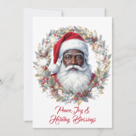 Santa Holiday Blessings Flat Card シーズンカード (正面)