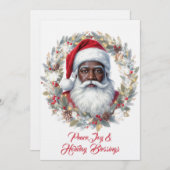Santa Holiday Blessings Flat Card 招待状 (正面/裏面)