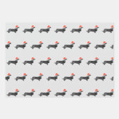 Santa holiday Christmas dachsund watercolor black ラッピングペーパーシート (正面3)
