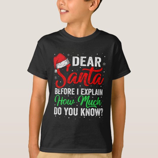 Santa Iはクリスマスシャツキッズおもしろい広告を説明できる Tシャツ (正面)