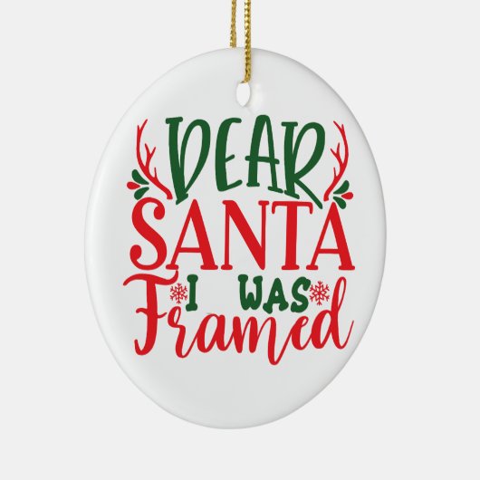 Santa Iはフレームされた – パーソナライズ – クリスマス セラミックオーナメント (右)