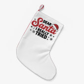 Santa I親愛が本当にクリスマスの家族のクリスマスを試した スモールクリスマスストッキング (正面 (吊り時))